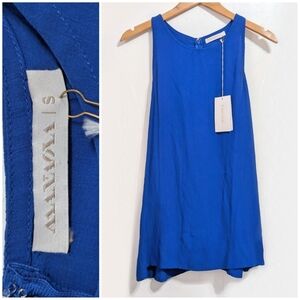 NWT New FLAWS Manaola Keala Solid Blue Mini Short Dress size S Tunic Top